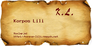 Korpos Lili névjegykártya